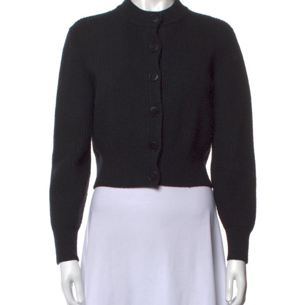 T by Alexander Wang Black Cropped Button-Front Knit Cardigan